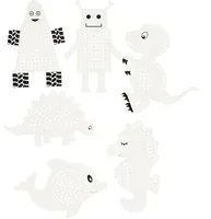 Creativ Company Stickkarton Roboter & Tiere 18 Blatt, Weiss - Detailfarbe: Weiss - Produktart: Stickkarton
