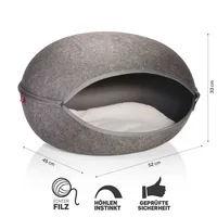 CanadianCat Kuschelhöhle Katzennest, Uni-Anthrazit - Breite: 52 cm - Länge: 45 cm - Detailfarbe: Anthrazit - Tierart: Katze - Produkttyp: Höhle