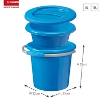 Sigma Home Putzeimer Water-Line 3-teilig 12 l, Blau - Ausstattung Putzeimer: Tragegriff - Volumen: 12 l - Detailfarbe: Blau - Material: Kunststoff