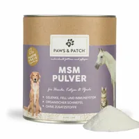 Paws & Patch Hunde-Nahrungsergänzung MSM Pulver 500 g - Nahrungsergänzungstyp: Pulver - Tierbedürfnis: Immunsystem - Zertifikate: Keine Zertifizierung - Produkttyp: Ergänzungsfutter - Packungsgrösse: 500 g - Cannabinoide: Keine