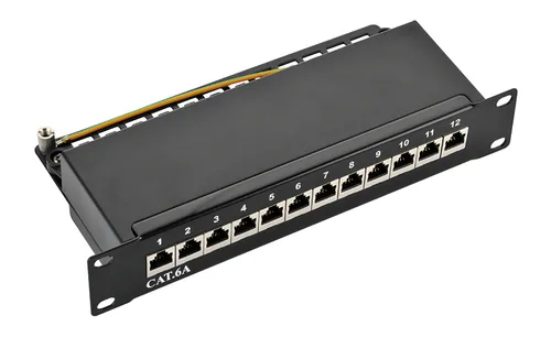 Logilink 10"" Cat.6A Patchpanel, 12-port STP, schwarz