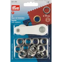 Prym Ösen + Scheiben 11 mm Silber, 15 Stück - Verpackungseinheit: 15 Stück - Detailfarbe: Silber - Produkttyp: Ösen