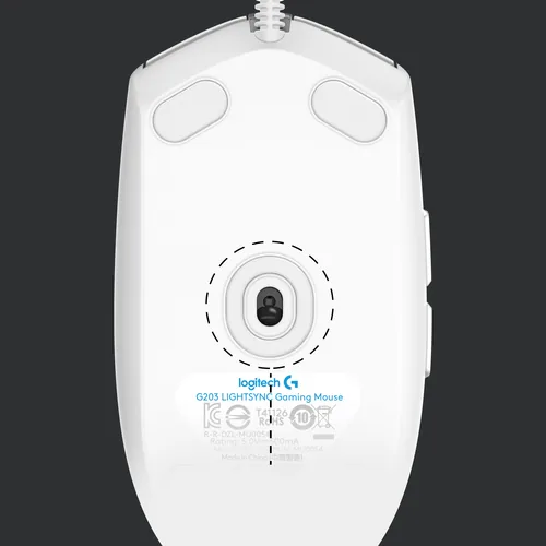 Logitech Gaming-Maus G203 Lightsync Weiss - Maus Features: RGB-Beleuchtung - Seitliche Zusatztasten - Beleuchtung - Programmierbare Tasten - Scrollrad - Bedienungsseite: Rechtshänder - Detailfarbe: Weiss - Gewicht: 85 g - Verbindungsart: Verkabelt - Schni