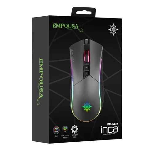 INCA Gaming Maus IMG-GT19 4800 DPI, RGB, 7 Tasten, USB, SW retail