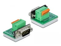 Delock Adapter Terminalblock RS232 DB9 Stecker vertikal 0 m - Kabeltyp: Adapter - Datenanschluss Seite A: RS-232 DB9 Stecker - Datenanschluss Seite B: Terminalblock - Kabellänge: 0 m