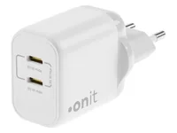 onit USB-Wandladegerät Dual 2C 35 W GaN Weiss - Ladeport Output: 2x USB-C 35W - Detailfarbe: Weiss - USB Ladeanschluss: 2