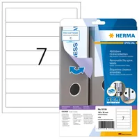 HERMA Ordneretiketten 10155 192 x 38 mm ablösbar, Weiss - Klebehaftung: Ablösbar - Drucker Kompatibilität: Inkjet - Laser - Anzahl Blatt: 25 × - Papierformat: A4 - Anzahl Etiketten: 175 - Etikettengrösse: 192 x 38 mm