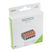 WAGO Steckklemme CLASSIC 5 x 0.08-4 mm², 5 Stück - Verwendung Klemmen: Drähte + Litzen - E-Nr.: 55103100 - Typ: Klemme - Klemmstellen: 5 × - Detailfarbe: Grau - Orange - Eigenschaften Hausinstallation: Betätigungshebel