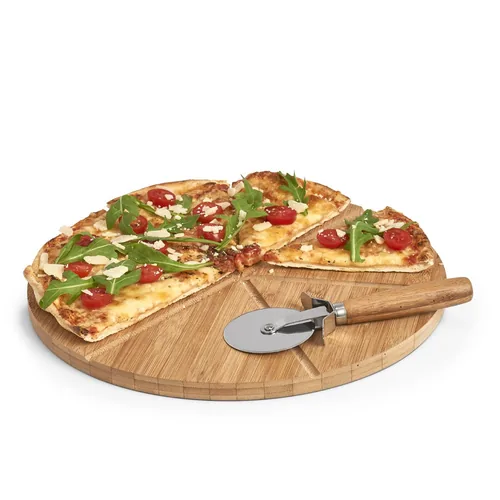 Zeller Present Pizza-Set Bamboo 2-teilig 32 cm  x 32 cm - Material: Holz - Breite: 32 cm - Detailfarbe: Braun - Griffe: Nein - Nachhaltigkeit: Nicht angegeben - Länge: 32 cm