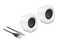 Delock PC-Lautsprecher Mini Stereo 3.5 mm Klinke, USB-Strom Weiss - Audiokanäle: 2.0 - Detailfarbe: Weiss - Schnittstellen: 3.5 mm Klinke - USB Typ A - Ausstattung: Lautstärkeregler