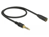 Delock Klinkenverlängerungskabel 3,5 mm 4 Pin Stecker zu Buchse 0,5 m schwarz