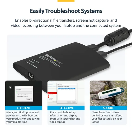 StarTech KVM Console to Laptop USB 2.0 Portable Crash Cart Adapter with File Transfer & Video Capture - Portable KVM Console