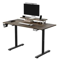 Ultradesk Gaming Tisch Highlander Braun - Beleuchtung: Nein - Höhenverstellbar: Ja - Detailfarbe: Braun - Material: Carbon - Holz - Metall - Stahl