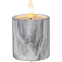 Star Trading LED-Kerze Pillar Flamme Marble Ø 5.5 x 9 cm, Grau, 2 Stk - Betriebsart: Batteriebetrieb - Fernbedienung: Nein - Aussenanwendung: Nein - Höhe: 9 cm - Timerfunktion: Ja - Set: Ja