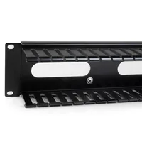 StarTech.com Horizontal 2U Server Rack Cable Management Finger Duct w/ Cover - 19" Network Rack Wire Duct Raceway Panel - Slotted Wire Duct