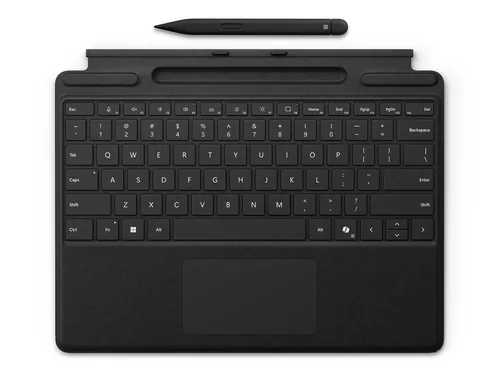Microsoft Surface Pro Keyboard mit Slim Pen for Business (EN INT.) - Verbindungsmöglichkeiten: Dockinganschluss - Tastaturlayout: QWERTY (US-INT) - Kompatible Hersteller: Microsoft - Detailfarbe: Schwarz - Bildschirmdiagonale in Zoll: 13  - Tablet Kompati