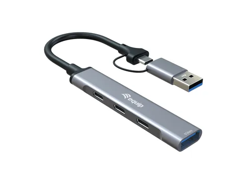 Equip 4-Port USB-C3.2-Hub->3xUSB-CUSB-A USB-A Adapt.10Gbps