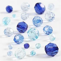 Creativ Company Facettenperlen 4-12 mm Blau, 170 Stück - Packungsgrösse: 1 Stück - Durchmesser: 12 mm - 4 mm - Detailfarbe: Dunkelblau - Blau - Hellblau - Perlenart: Acrylperlen