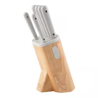 BergHOFF Messerblock-Set mit Messer Leo Spirit 7-teilig, Grau - Detailfarbe: Grau - Hellbraun - Weiss - White - Set: Ja - Bürsteneinsatz: Nein - Material: Holz