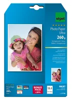 SIGEL InkJet Fotopapier 13x18cm IP706 260g,glossy, weiss 18 Blatt