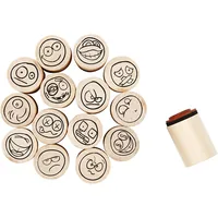Creativ Company Stempel Holz 15 Stück - Motiv: Smiley - Detailfarbe: Hellbraun