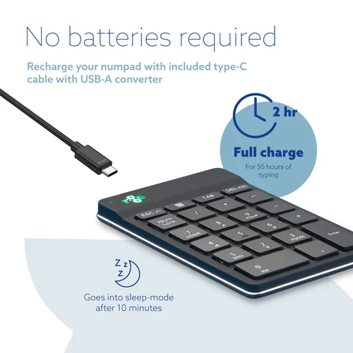 R-GO NUMPAD BREAK ERGONOMIC NUMERIC WIRELESS KEYPAD BLACK