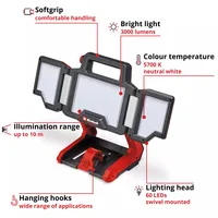 Einhell Professional Akku-Lampe TP-CL 18/3000 Li Set – Solo - Leuchten Kategorie: Akku-Leuchte - Anwendungsbereich: Werkstatt - Leuchtmittel mitgeliefert: Ja - Zusätzliche Ausstattung: Ein/Aus-Schalter - ergonomischer Tragegriff - Leuchtmittel: LED - Schu