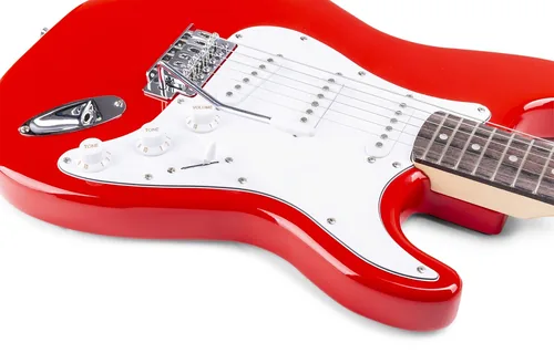 MAX E-Gitarre GigKit Rot - Gitarrenkoffer / Gigbag: Gigbag - Hals: Sperrholz - Tonabnehmerbestückung: Keine Angabe - Gitarrensteg: Keine Angabe - Leistung AMP: 0 W - Set: Ja