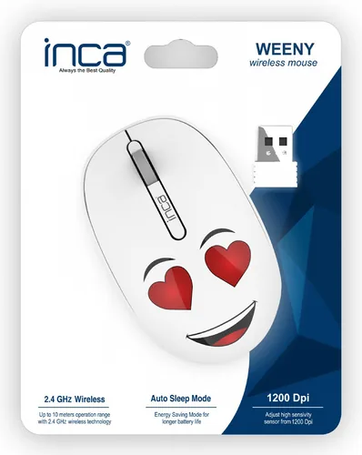 INCA Wrls Maus 1200DPI3Tasten2.4GHzUSB-A WEENY Emoji ws