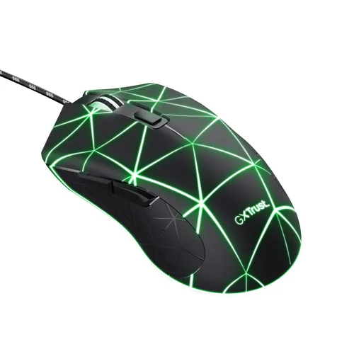 Trust Gaming-Maus GXT 133 Locx - Maus Features: Geflechtkabel - Umschaltbare DPI-Auflösung - Daumentaste - Beleuchtung - Scrollrad - Bedienungsseite: Universal - Detailfarbe: Schwarz - Gewicht: 86 g - 133 g - Verbindungsart: Verkabelt - Schnittstelle: USB