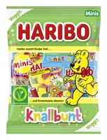 Haribo Gummibonbons Knallbunt Minis 230 g - Produkttyp: Gummibonbons - Nährwertangabe pro: 100 g - Energiegehalt (in kj): 1525 KJ - Energiegehalt (in kcal): 360 Kcal - Fett: 1 g - Davon gesättigte Fettsäuren: 0.6 g
