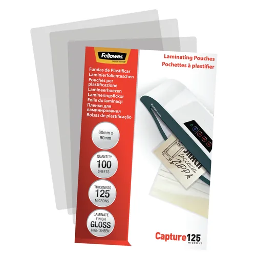 FELLOWES Laminiertasche 60x90mm 5397402 glanz, 125my 100 Stk