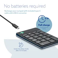 R-GO NUMPAD BREAK ERGONOMIC NUMERIC WIRELESS KEYPAD BLACK