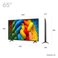 LG TV 65NANO80A6B 65, 3840 x 2160 (Ultra HD 4K), LED-LCD - Auflösung: 3840 x 2160 (Ultra HD 4K) - Bildschirmdiagonale: 65  - Tuner-Signal: DVB-S2 (Satellit) - DVB-T2 (terrestrisch) - DVB-C (Kabel) - HDMI Anschlüsse: 3 - Schnittstellen: HDMI eARC - CI+ Ste
