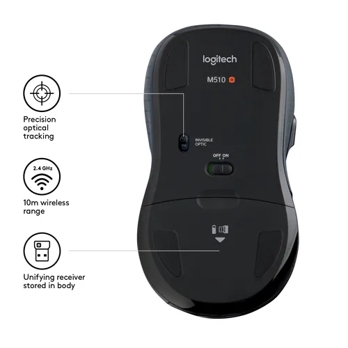 Logitech M510 mouse Right-hand RF Wireless Laser 1000 DPI