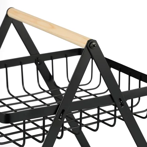 Relaxdays 4052025494421 serving basket Rectangular Iron, Wood Black