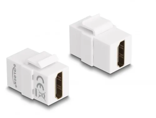 Delock Keystone-Modul HDMI Weiss - Modultyp: Keystone - Anschluss Front: Buchse HDMI - Anschluss Rück: Buchse HDMI - Medientyp: Video - Schirmung: Nein - Verpackungseinheit: 1 Stück