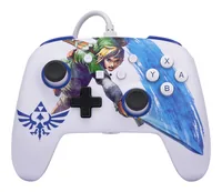 Power A Enhanced Wired Controller Master Sword Attack - Plattform: Nintendo Switch - Nintendo Switch OLED-Modell - Verbindungsmöglichkeiten: Kabelgebunden - USB Typ-A - Controller Typ: Gamepad - Detailfarbe: Blau - Mehrfarbig - Weiss