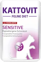 Kattovit Nassfutter Sensitive Huhn und Ente, 85 g - Tierbedürfnis: Verdauung - Magen & Darm - Lebensphase: Adult (1-7 Jahre) - Produkttyp: Alleinfutter - Packungsgrösse: 85 g - Fleischsorte: Ente - Huhn - Tierart: Katze