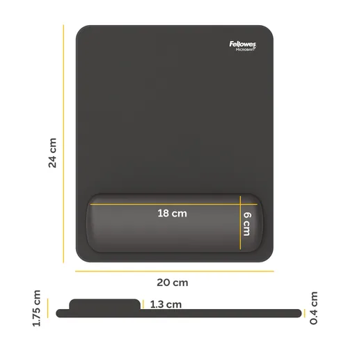 Fellowes Breyta Mauspad schwarz mit Handgelenkauflage