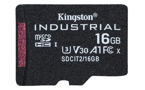 KINGSTON 16GB -  microSDHC -  Industrial -  C10 -  A1 -  pSLC -  Card + SD Adapter