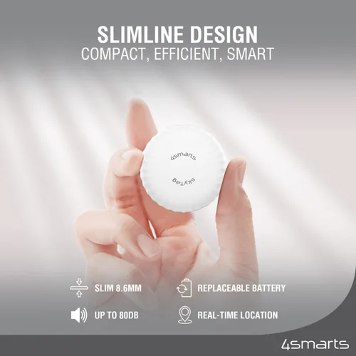 4smarts Schlüsselfinder SkyTag Slim 2er Set schwarz, weiss - Verbindungsmöglichkeiten: Bluetooth - Verbindungsreichweite Max.: 10 m - System-Kompatibilität: Apple Find My-App