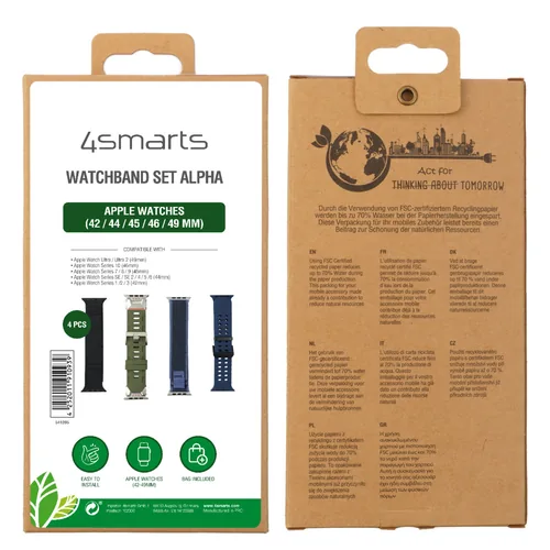 4smarts Watchband 4er Set Alpha für Apple Watches (42 - 49 mm) - Farbe: Mehrfarbig