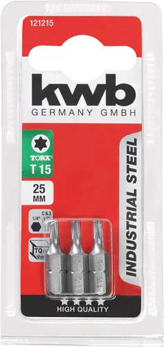 kwb Bit-Set Industrial Steel Bits 1/4 Torx T9 3-Stück - Bit-Typ: Torx - Grösse: T9 - Set: Ja