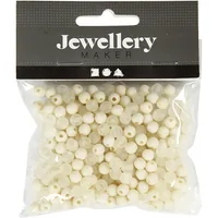 Creativ Company Kunststoffperlen 6 mm, Weiss, 150 Stk. - Packungsgrösse: 150 Stück - Durchmesser: 6 mm - Detailfarbe: Weiss - Perlenart: Perlenset