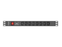 LANBERG POWER STRIP PDU RACK (1U, 16A, 8X IEC C13)