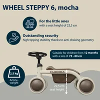 Hudora Kinder-Laufrad ''Steppy'' 6 Mocha - Bremssystem: Keine Bremse - Altersempfehlung ab: 12 Monaten - Höhenverstellbarer Sitz: Ja - Höhenverstellbarer Lenker: Ja - Reifentyp: Luftreifen - Raddurchmesser: 6