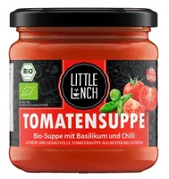 Little Lunch Bio Tomatensuppe 350 ml - Produkttyp: Gemüse- & Pilzsuppe - Nährwertangabe pro: 100 ml - Energiegehalt (in kj): 211 KJ - Energiegehalt (in kcal): 50 Kcal - Fett: 2.3 g - Gesättigte Fettsäuren: 0.2 g