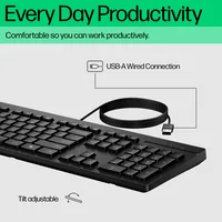 HP 125 G2 USB Wired Keyboard Schwarz Layout Englisch