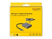 DeLOCK USB Type-C Splitter (DP Alt Mode) to 2 x HDMI MST with USB Type-C PD